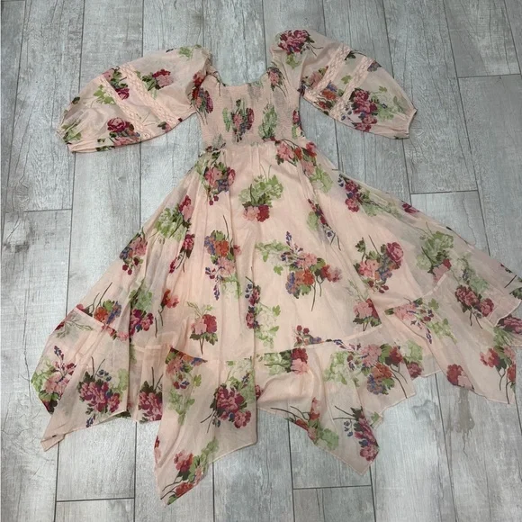 Free People Morning Glory Maxi Dress Floral Boho Smocked Tea Combo Size S EUC - Picture 7 of 11